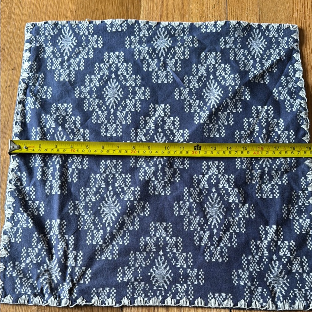 Blue and White Patterned Fabric Pillow Cover